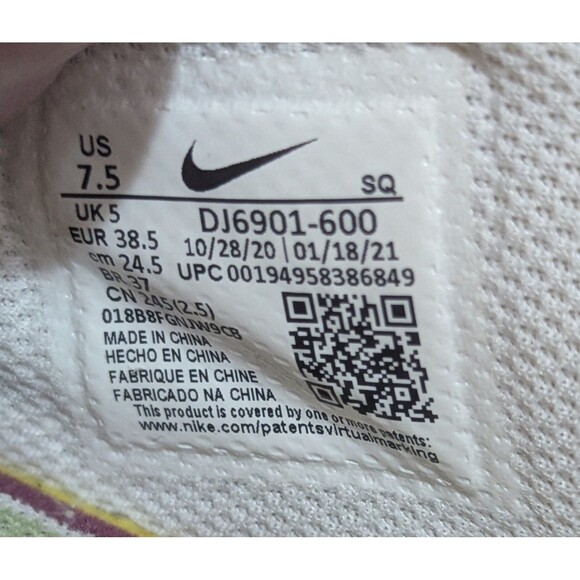 NIKE Air Force 1 Low Tear Away Pastel Reveal Sneakers SZ 7.5 DJ6901-600 - Picture 16 of 16